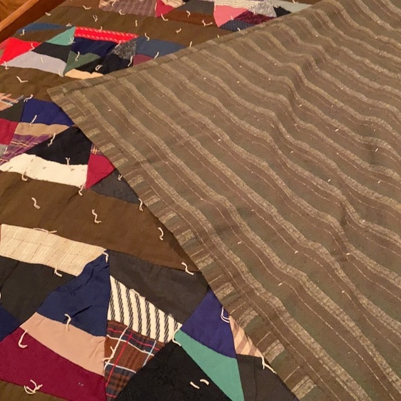 OLD VINTAGE Quilt Pieced Tied Beautiful 90 x 52" - Picture 9 of 15